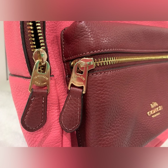 Coach Pink Ruby Charlie Block Medium Pebbled Leather Backpack NEW WITH TAGS - Picture 6 of 16